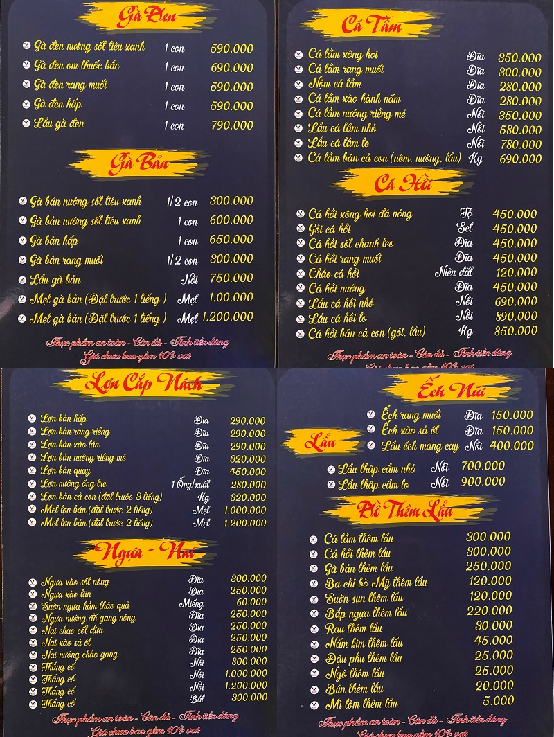 Menu Viet Deli món ngon Tây Bắc.